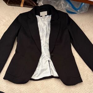 H&M Black Jacket with Blue Striped Lining